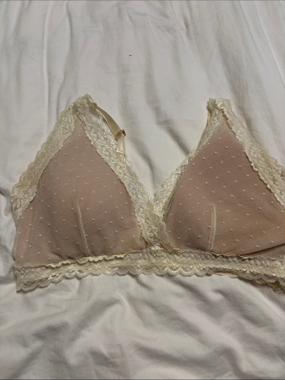 AnaOno Never Alone Off White Lace Padded Adjustable Triangle Bralette Size XXL